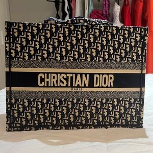 Blue and cream book tote